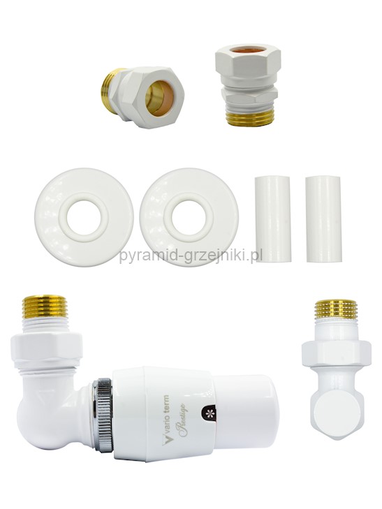 Zawór termostatyczny trójosiowy Master All in One - biały miedziana - CU 15 mm lewy 