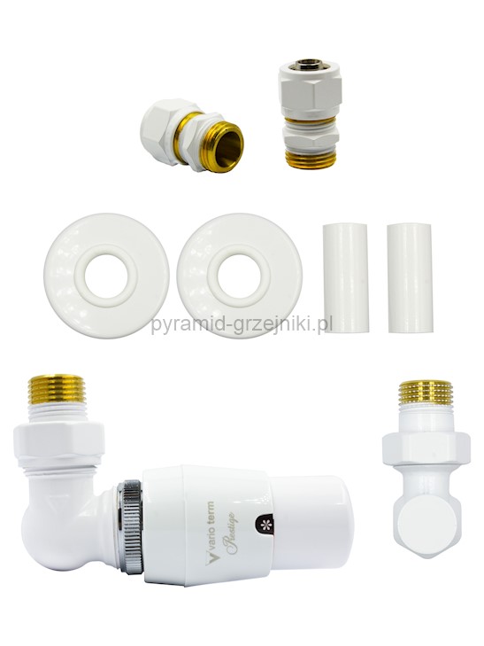 Zawór termostatyczny trójosiowy Master All in One - biały alu-pex - PEX 16 mm lewy 