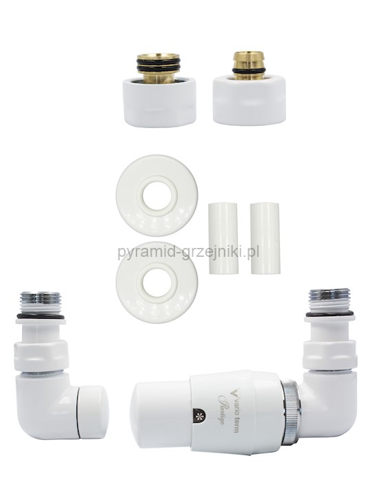 Zawór termostatyczny trójosiowy Vision All in One - biały alu-pex - PEX 16 mm prawy 