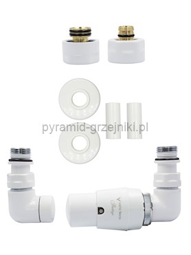 Zawór termostatyczny trójosiowy Vision All in One - biały mat alu-pex - PEX 16 mm prawy 