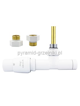 Zawór termostatyczny UNICO ze złączką Pex/Cu / GZ1/2 - biały mat instalacja 1/2 - GZ1/2 lewy 